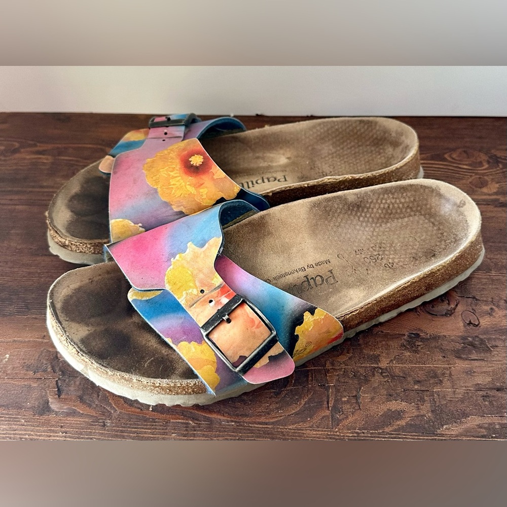 Papillio‎ By Birkenstock Pink & Yellow Floral Slide Sandals Women's 40/9.5.